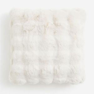 Off White Faux Fur Pillow Cover